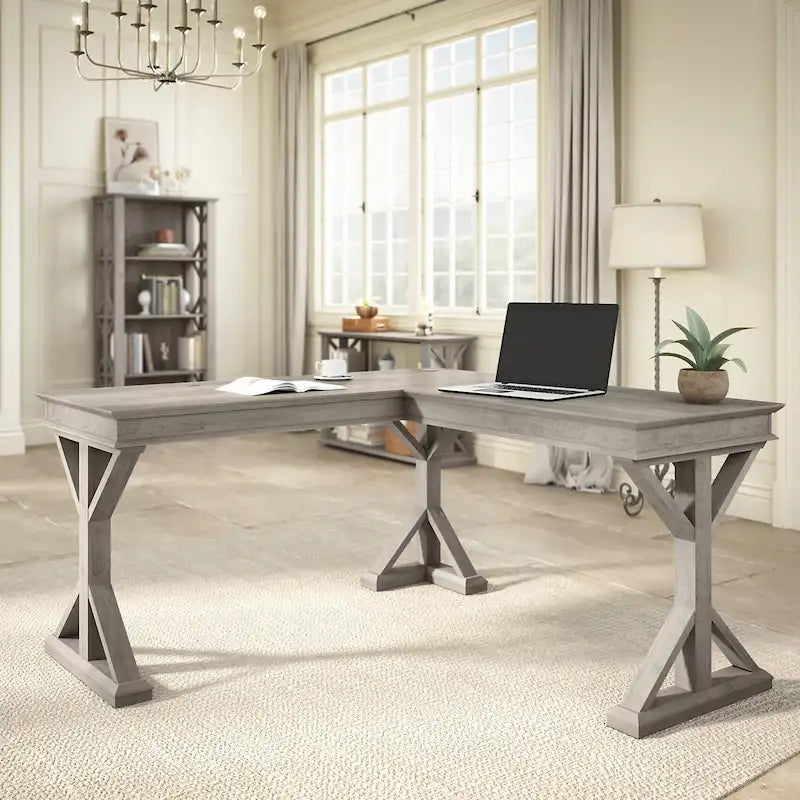 Homestead 60W Farmhouse L Shaped Desk by Bush Furniture