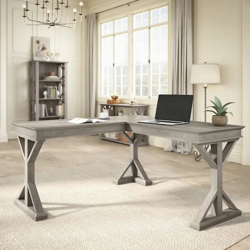Homestead 60W Farmhouse L Shaped Desk by Bush Furniture