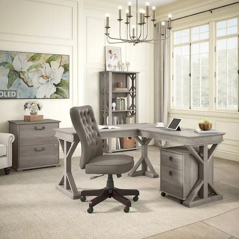 Homestead 60W Farmhouse L Shaped Desk by Bush Furniture