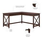 Key West 60W L Shaped Desk for Home Office by Bush Furniture