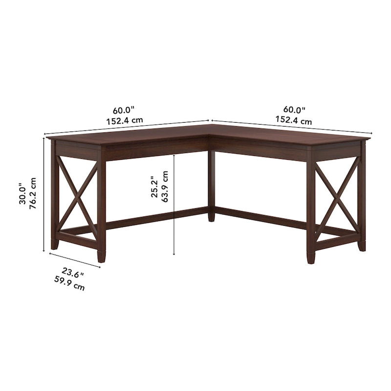 Key West 60W L Shaped Desk for Home Office by Bush Furniture