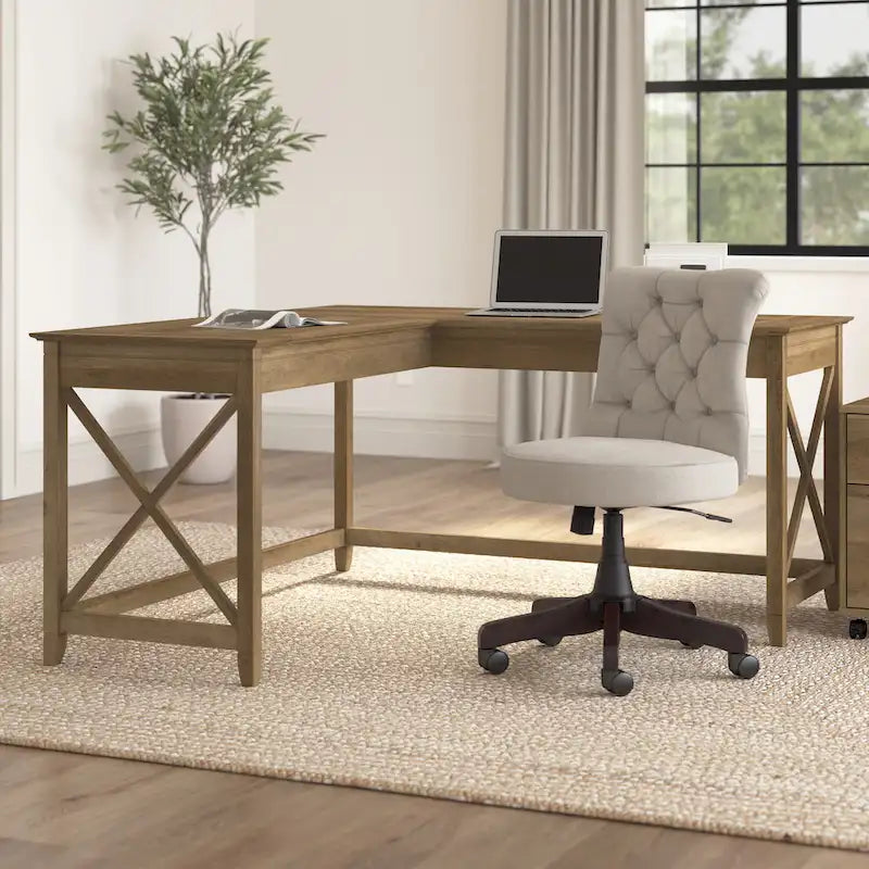 Key West 60W L Shaped Desk for Home Office by Bush Furniture