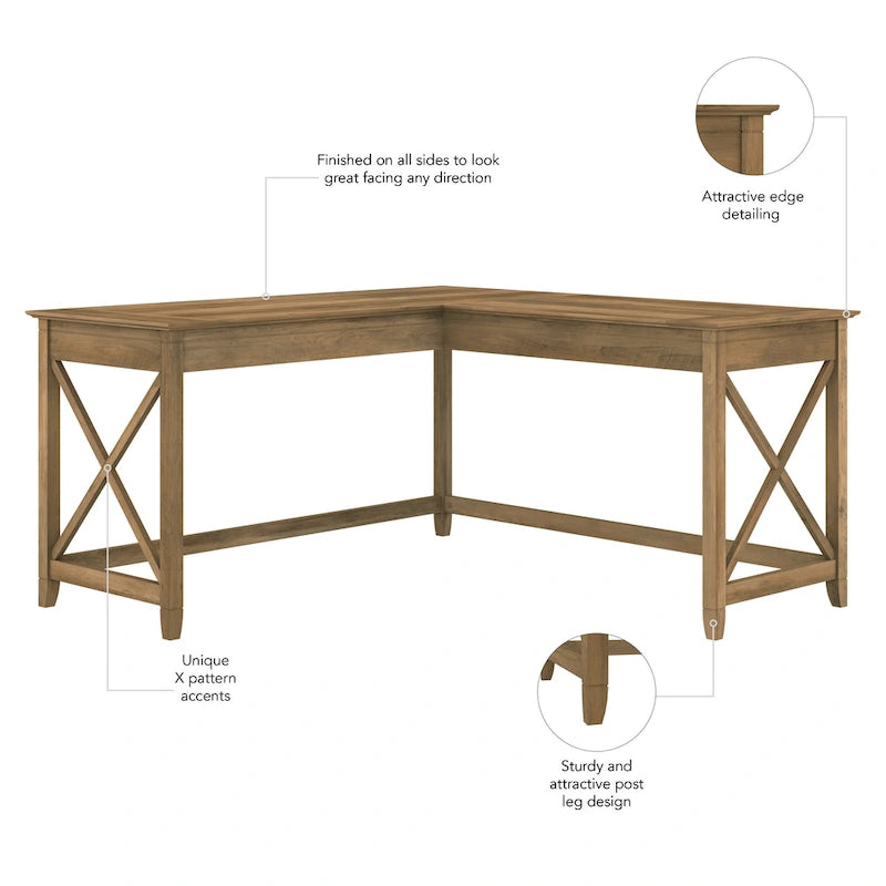Key West 60W L Shaped Desk for Home Office by Bush Furniture