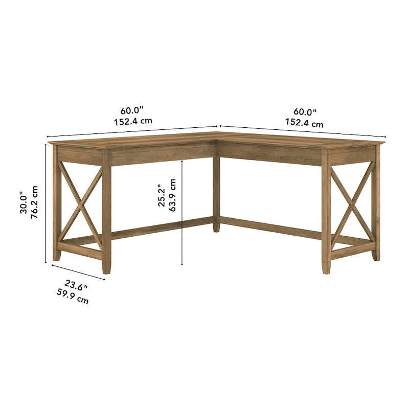 Key West 60W L Shaped Desk for Home Office by Bush Furniture