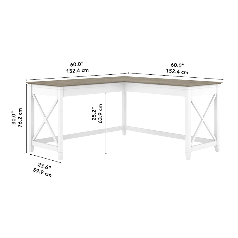 Key West 60W L Shaped Desk for Home Office by Bush Furniture