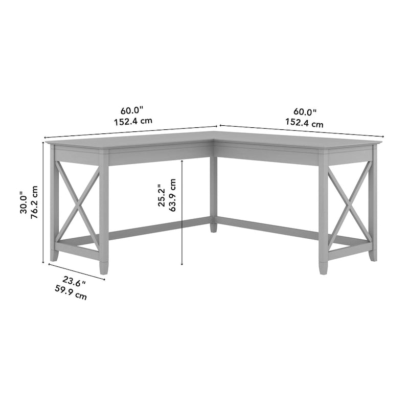 Key West 60W L Shaped Desk for Home Office by Bush Furniture