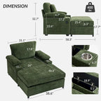 Chenille Oversized Chair with Ottoman & USB