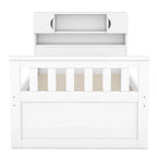 Twin/Full Size Captain Platform Bed with 4 Drawers and Storage Shelves, Solid Wood Bed Frame with Storage Bookcase Headboard