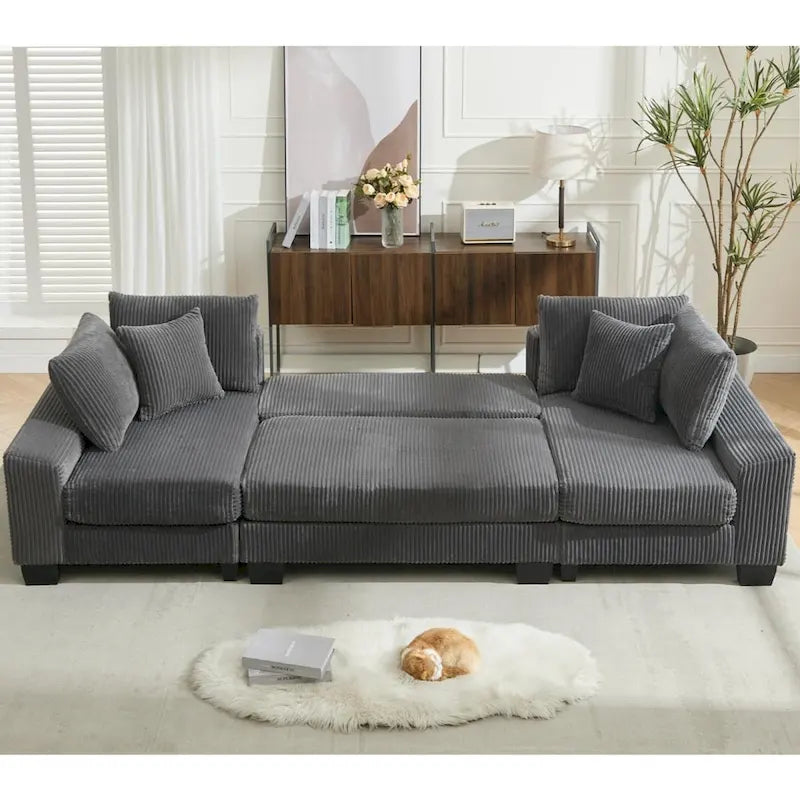 114  Pull Out Sleeper Sofa Bed,Adjustable Sleeper Sofa,Corduroy Sofa