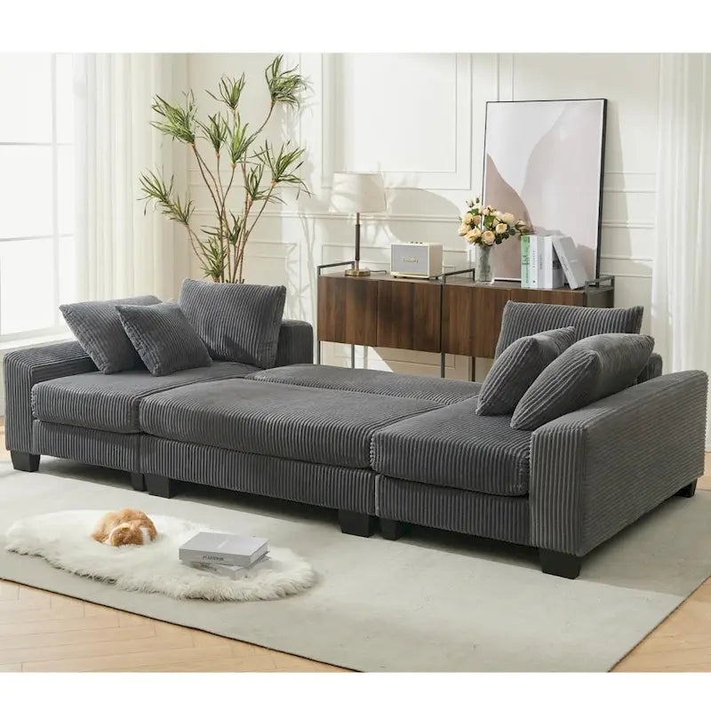 114  Pull Out Sleeper Sofa Bed,Adjustable Sleeper Sofa,Corduroy Sofa