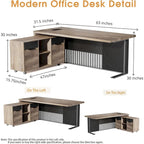 WESOME 63 Inch Executive Office Desk/Modern Home Office Desk with File Cabinet