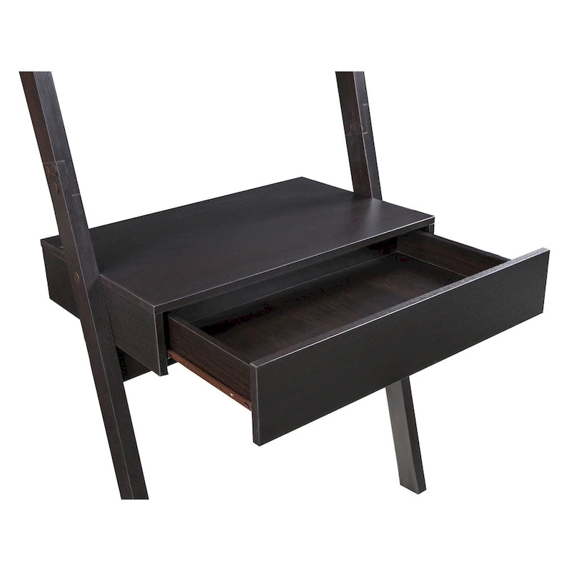 Api 3 Piece Angular Ladder Desk Set, 1 Drawer, 12 Shelves, Cappuccino Brown