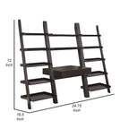 Api 3 Piece Angular Ladder Desk Set, 1 Drawer, 12 Shelves, Cappuccino Brown