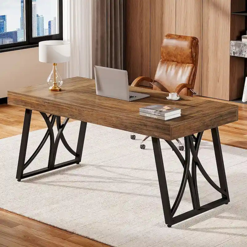 63-Inch Executive Desk, Industrial Large Computer Desk