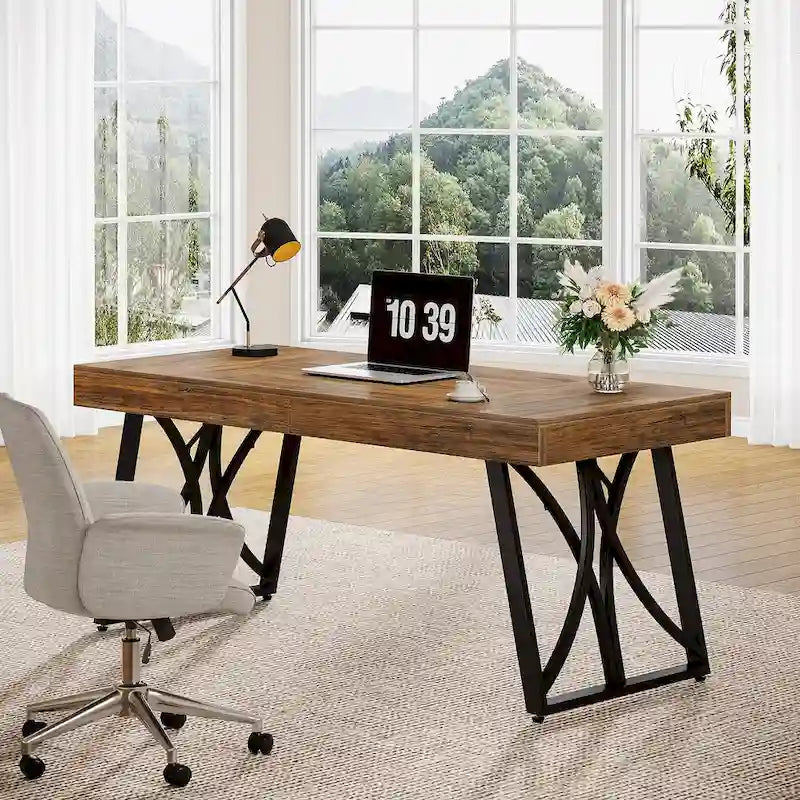 63-Inch Executive Desk, Industrial Large Computer Desk