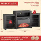 32 H TV Stand with Fireplace for TVs up to 80 - Remote Control, Energy-Efficient Heater, 16-Color Light Strip