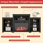 32 H TV Stand with Fireplace for TVs up to 80 - Remote Control, Energy-Efficient Heater, 16-Color Light Strip