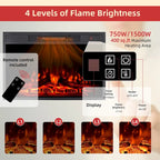 32 H TV Stand with Fireplace for TVs up to 80 - Remote Control, Energy-Efficient Heater, 16-Color Light Strip