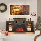 32 H TV Stand with Fireplace for TVs up to 80 - Remote Control, Energy-Efficient Heater, 16-Color Light Strip