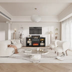 32 H TV Stand with Fireplace for TVs up to 80 - Remote Control, Energy-Efficient Heater, 16-Color Light Strip