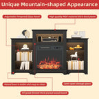 32 H TV Stand with Fireplace for TVs up to 80 - Remote Control, Energy-Efficient Heater, 16-Color Light Strip