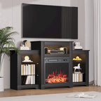 32 H TV Stand with Fireplace for TVs up to 80 - Remote Control, Energy-Efficient Heater, 16-Color Light Strip