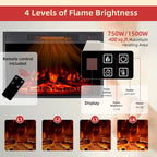 32 H TV Stand with Fireplace for TVs up to 80 - Remote Control, Energy-Efficient Heater, 16-Color Light Strip