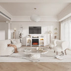 32 H TV Stand with Fireplace for TVs up to 80 - Remote Control, Energy-Efficient Heater, 16-Color Light Strip