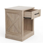 Nightstand with Drawer and Shelf Rustic Wooden Bedside Table