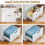 2 Drawer File Cabinet with Lock Hanging File Folders Home Office