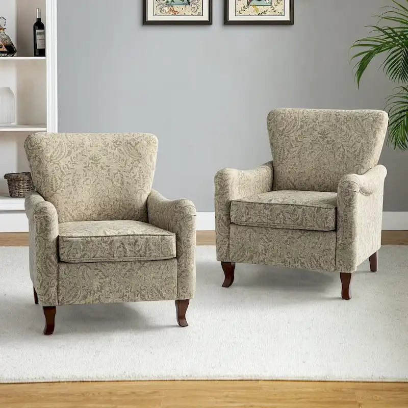 Samouel Modern Floral Upholstered Armchair with Wingback Design