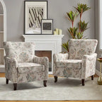 Samouel Modern Floral Upholstered Armchair with Wingback Design
