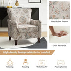 Samouel Modern Floral Upholstered Armchair with Wingback Design