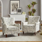 Samouel Modern Floral Upholstered Armchair with Wingback Design