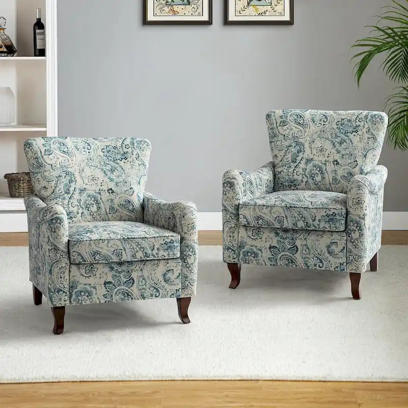 Samouel Modern Floral Upholstered Armchair with Wingback Design