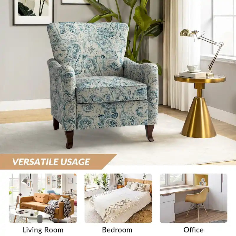 Samouel Modern Floral Upholstered Armchair with Wingback Design