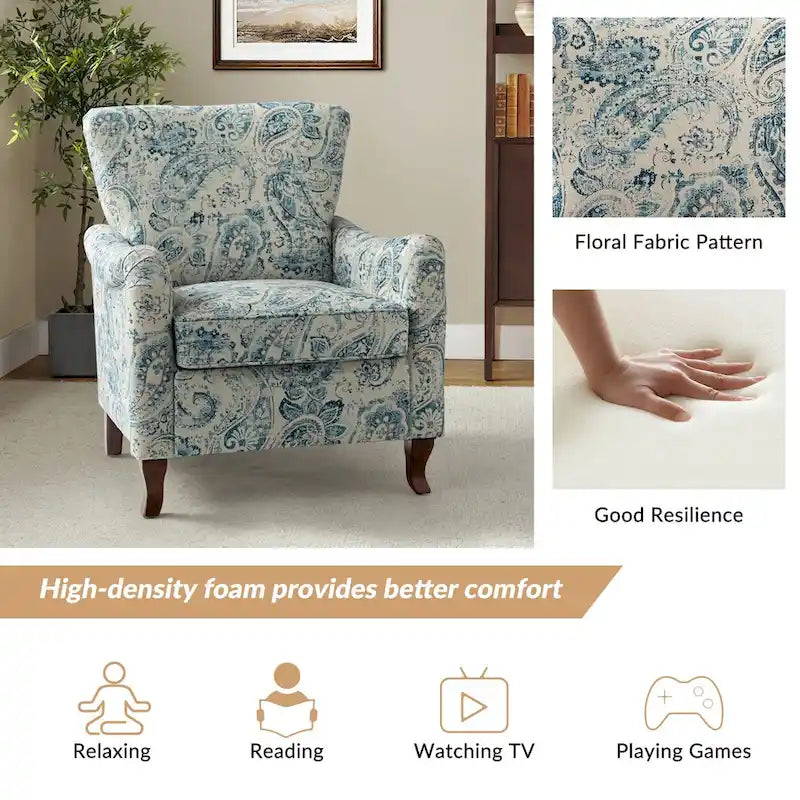 Samouel Modern Floral Upholstered Armchair with Wingback Design