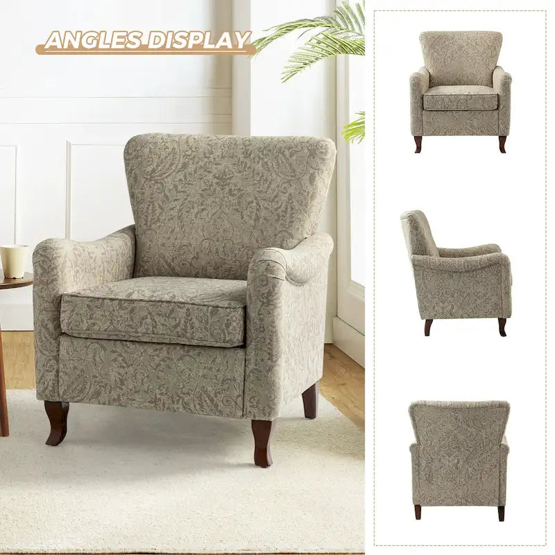 Samouel Modern Floral Upholstered Armchair with Wingback Design