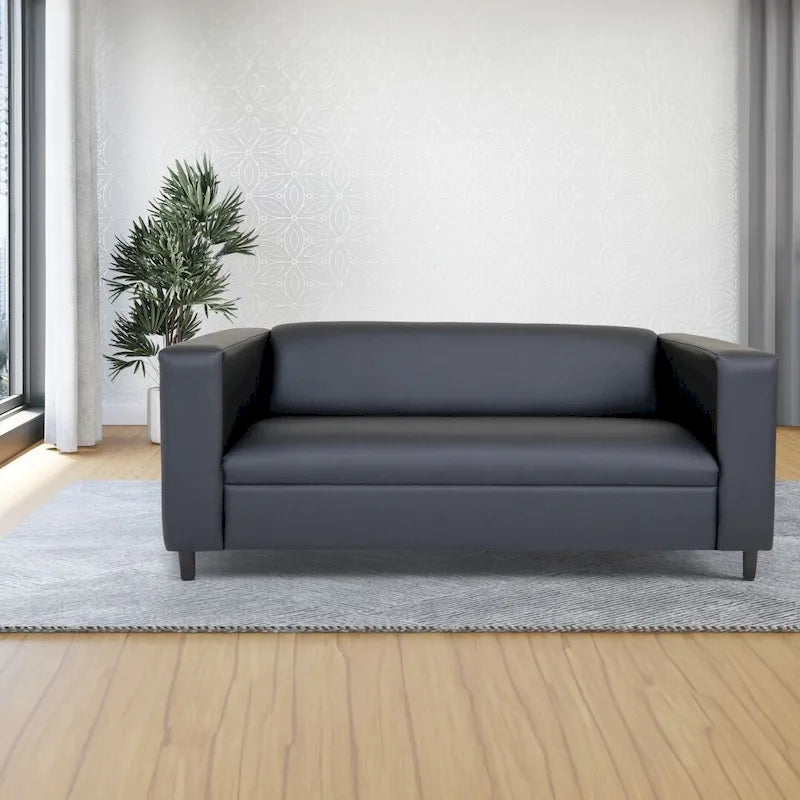 Mid Century Modern 3 Seater Sofa Faux Leather