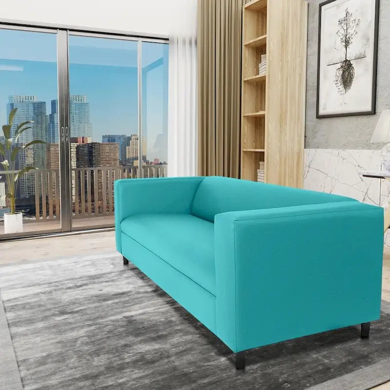 Mid Century Modern 3 Seater Sofa Faux Leather