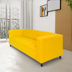 Mid Century Modern 3 Seater Sofa Faux Leather