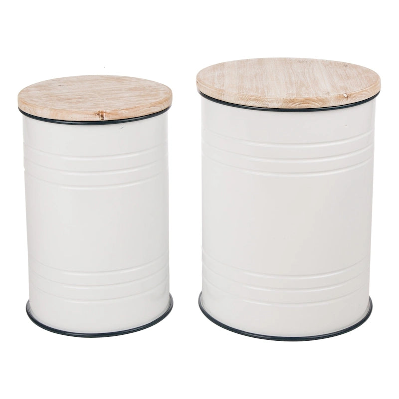 Glitzhome Set of 2 19 H Farmhouse End Table Storage Ottoman