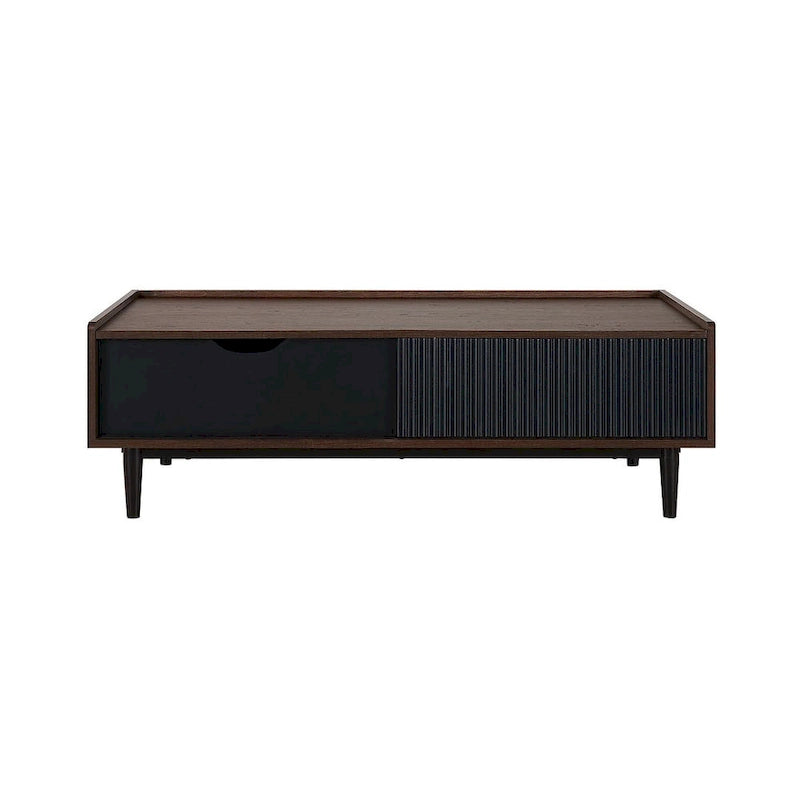 Comfort Duane Modern Ribbed Coffee Table with Drawer and Shelf