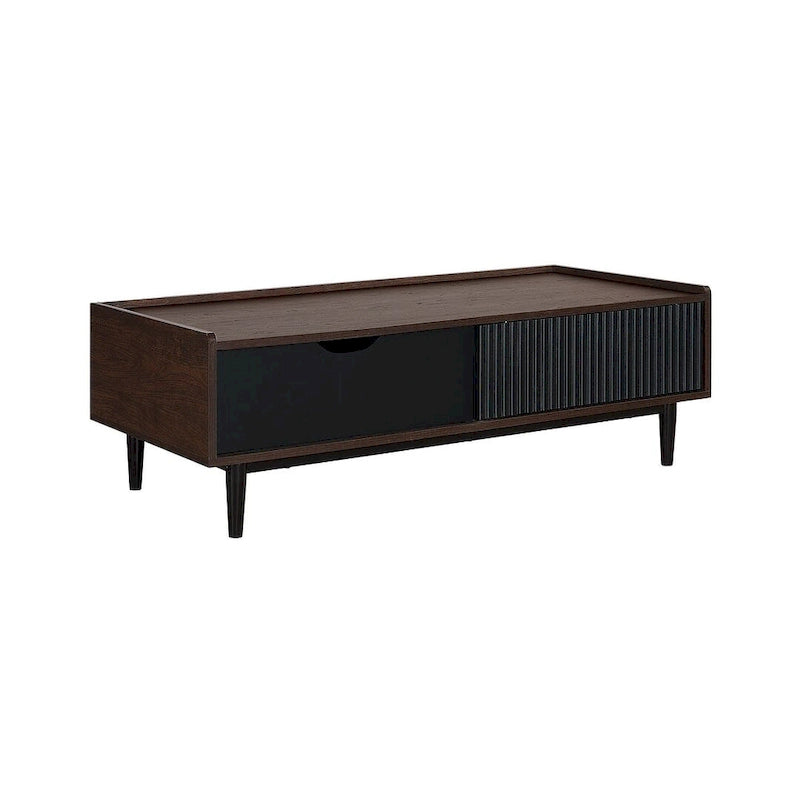 Comfort Duane Modern Ribbed Coffee Table with Drawer and Shelf