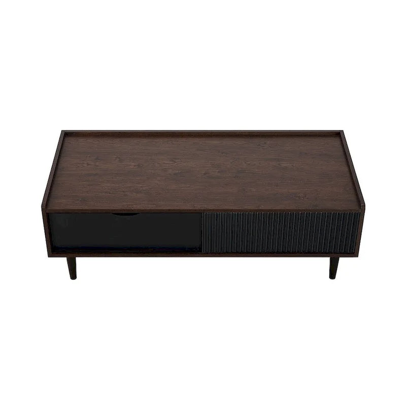 Comfort Duane Modern Ribbed Coffee Table with Drawer and Shelf