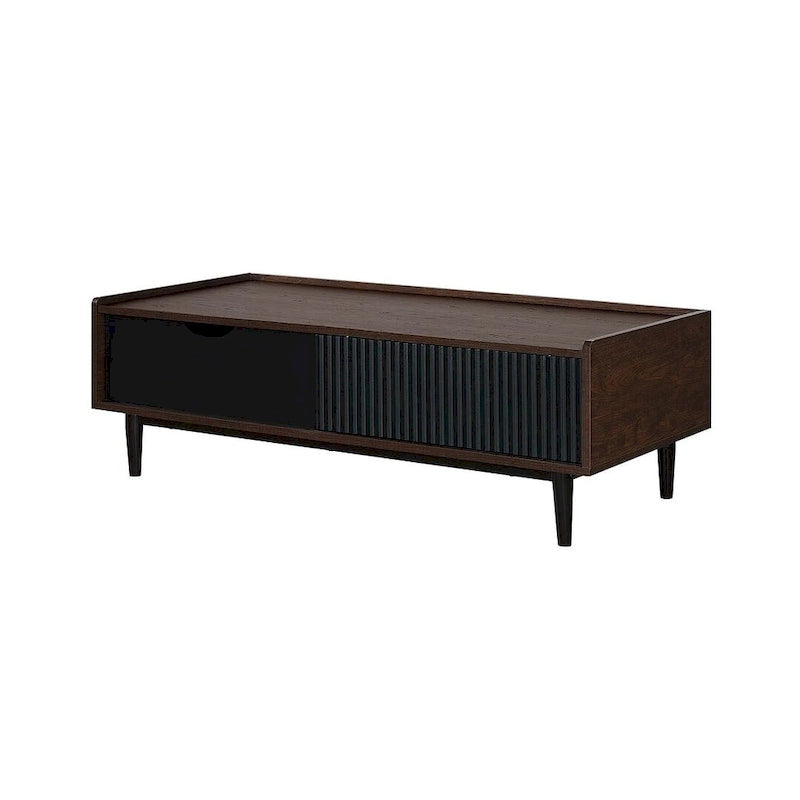 Comfort Duane Modern Ribbed Coffee Table with Drawer and Shelf