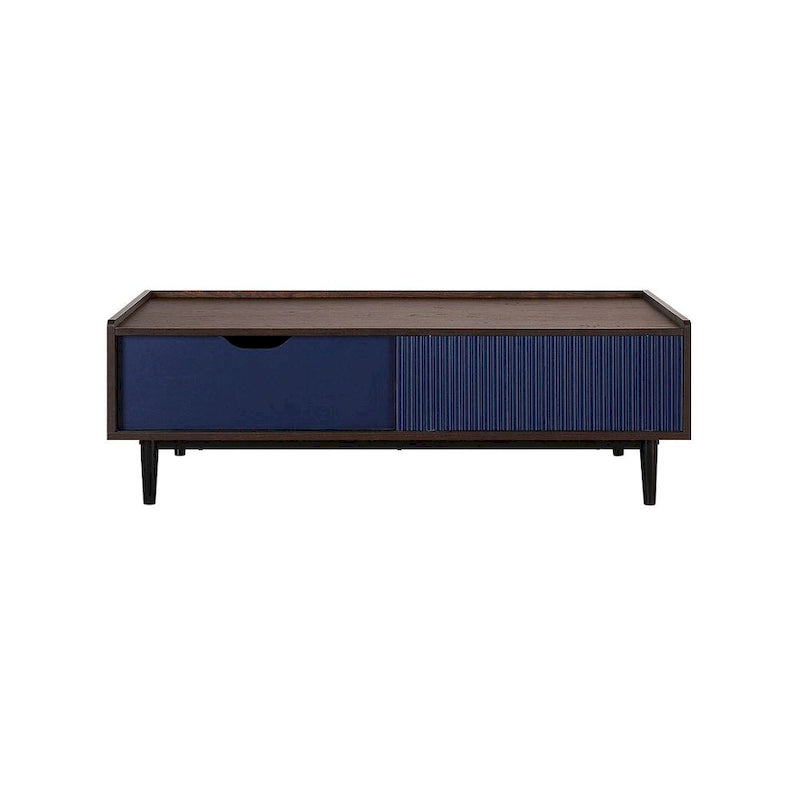 Comfort Duane Modern Ribbed Coffee Table with Drawer and Shelf
