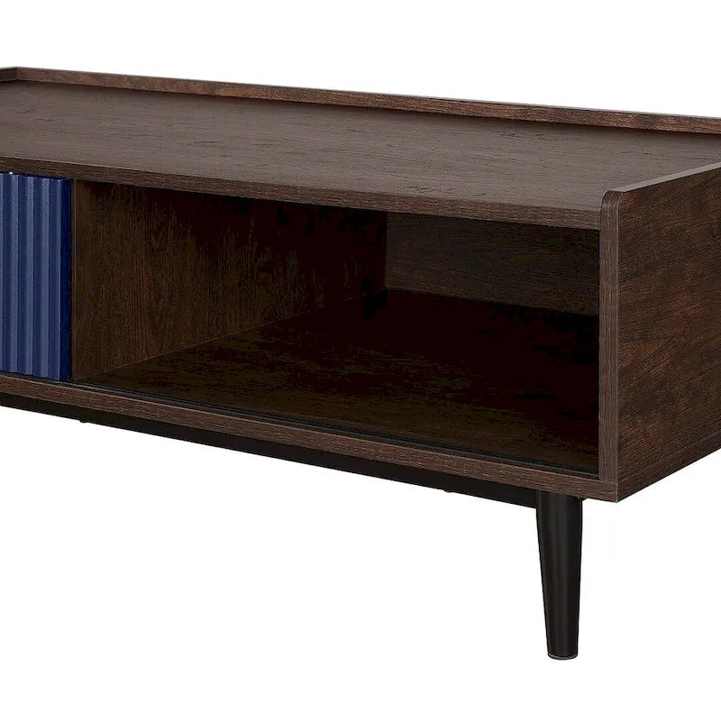 Comfort Duane Modern Ribbed Coffee Table with Drawer and Shelf