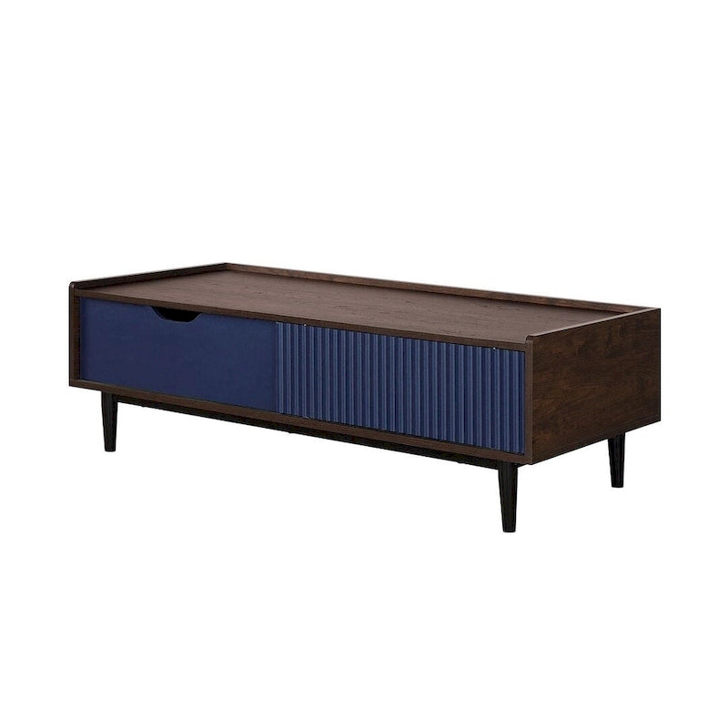Comfort Duane Modern Ribbed Coffee Table with Drawer and Shelf