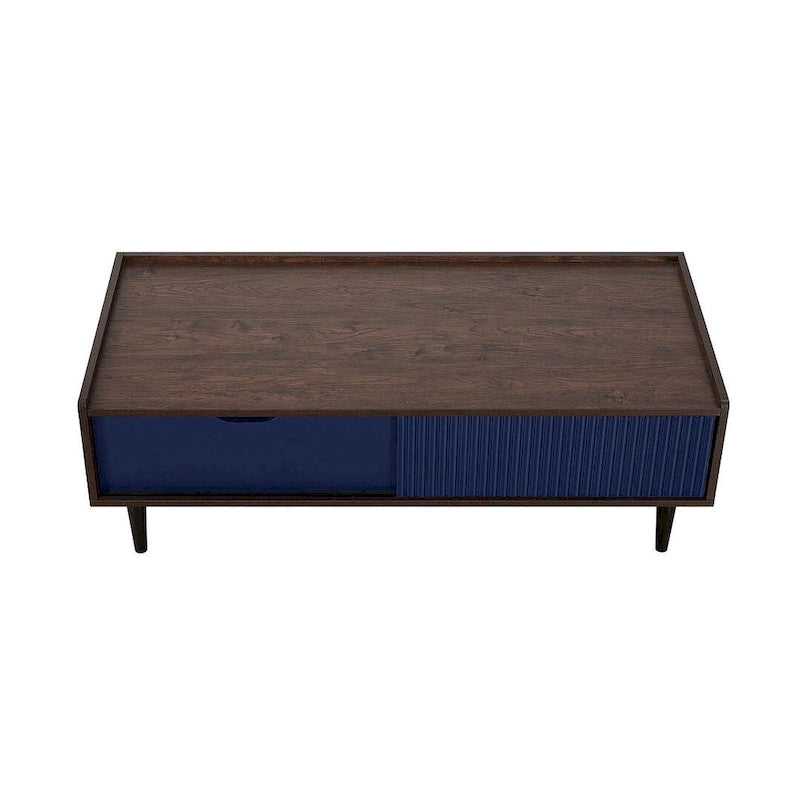 Comfort Duane Modern Ribbed Coffee Table with Drawer and Shelf